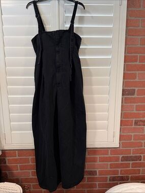 We The Free Black Wide-Leg Denim Overalls